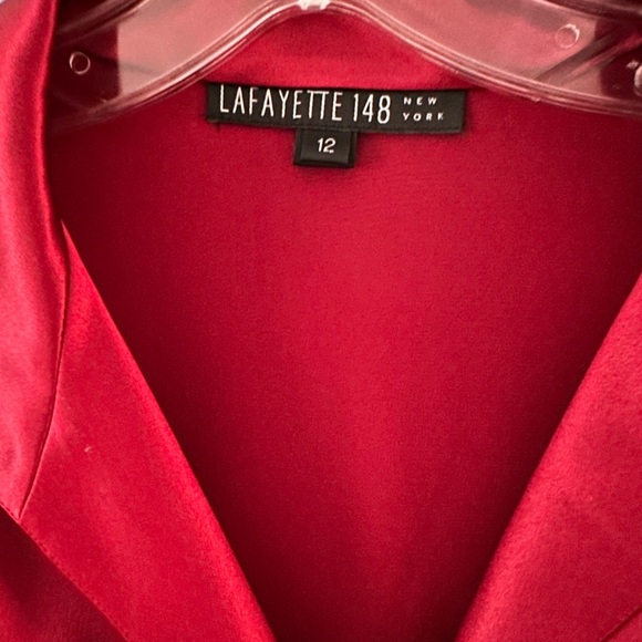 Lafayette 148 New York Women's Red Button-Down Shirt - Picture 2 of 3